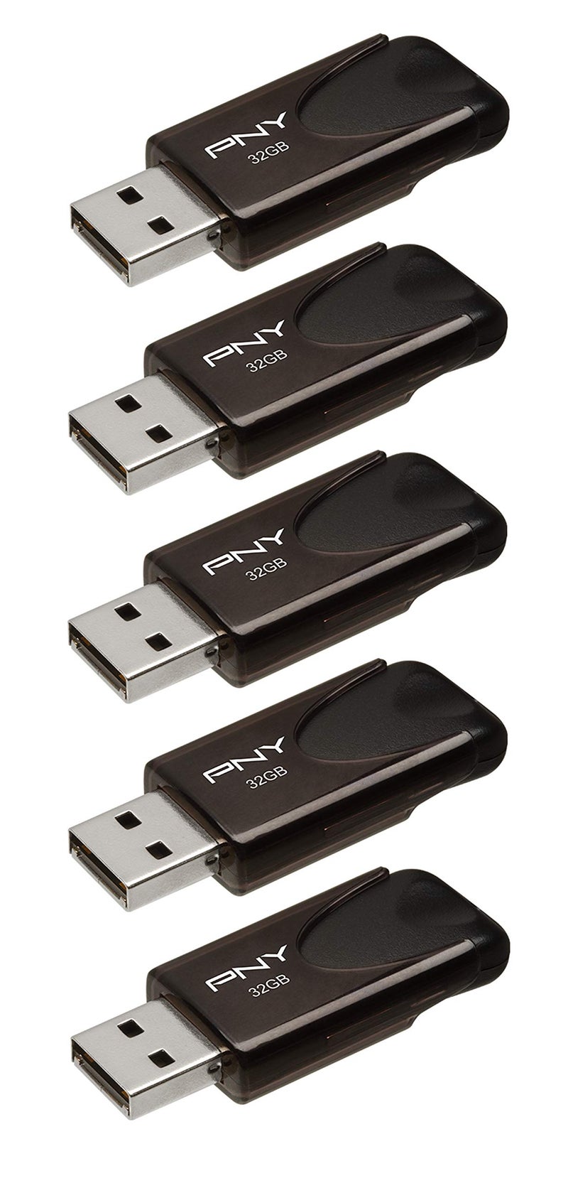 PNY 32GB Attaché 4 USB 2.0 Flash Drive, Black, (Pack of 5) - Image 1
