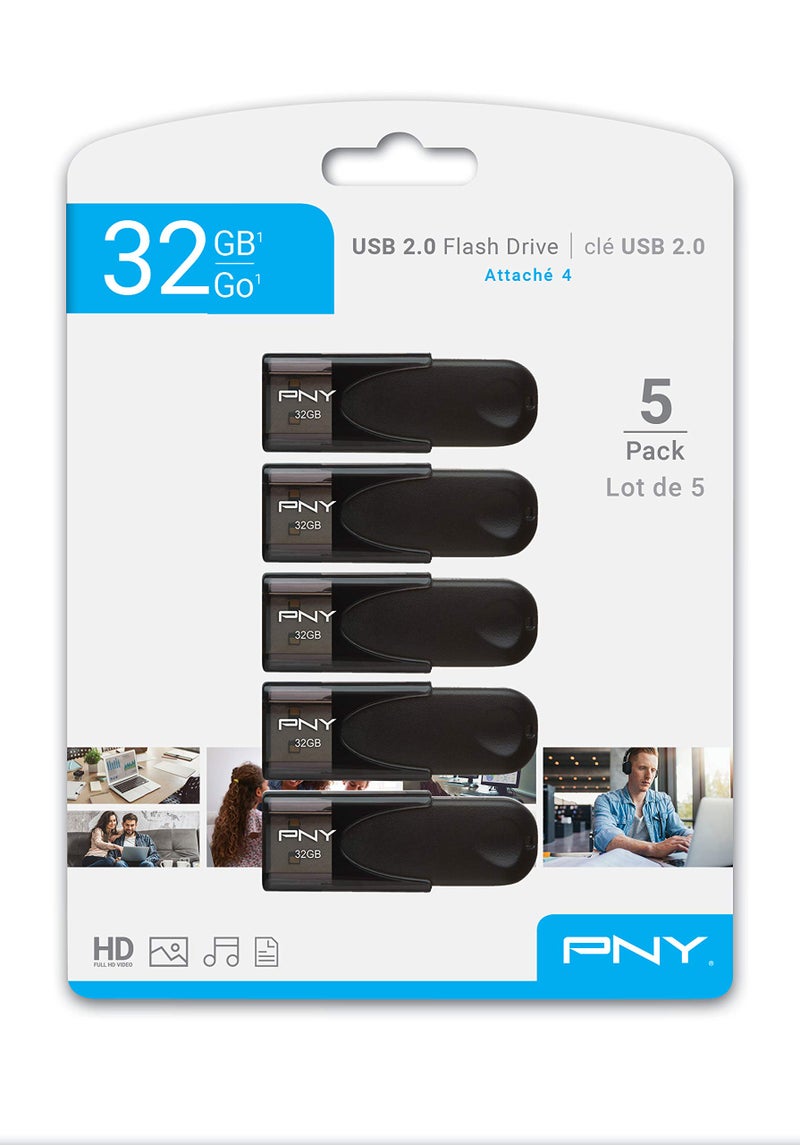 PNY 32GB Attaché 4 USB 2.0 Flash Drive, Black, (Pack of 5) - Image 5