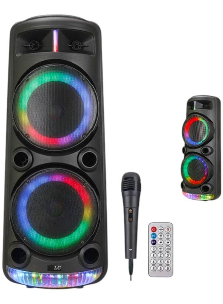 LC BT Portable Speaker High Power with Dual LED Woofers Microphone Remote USB TF AUX and Karaoke - Image 3