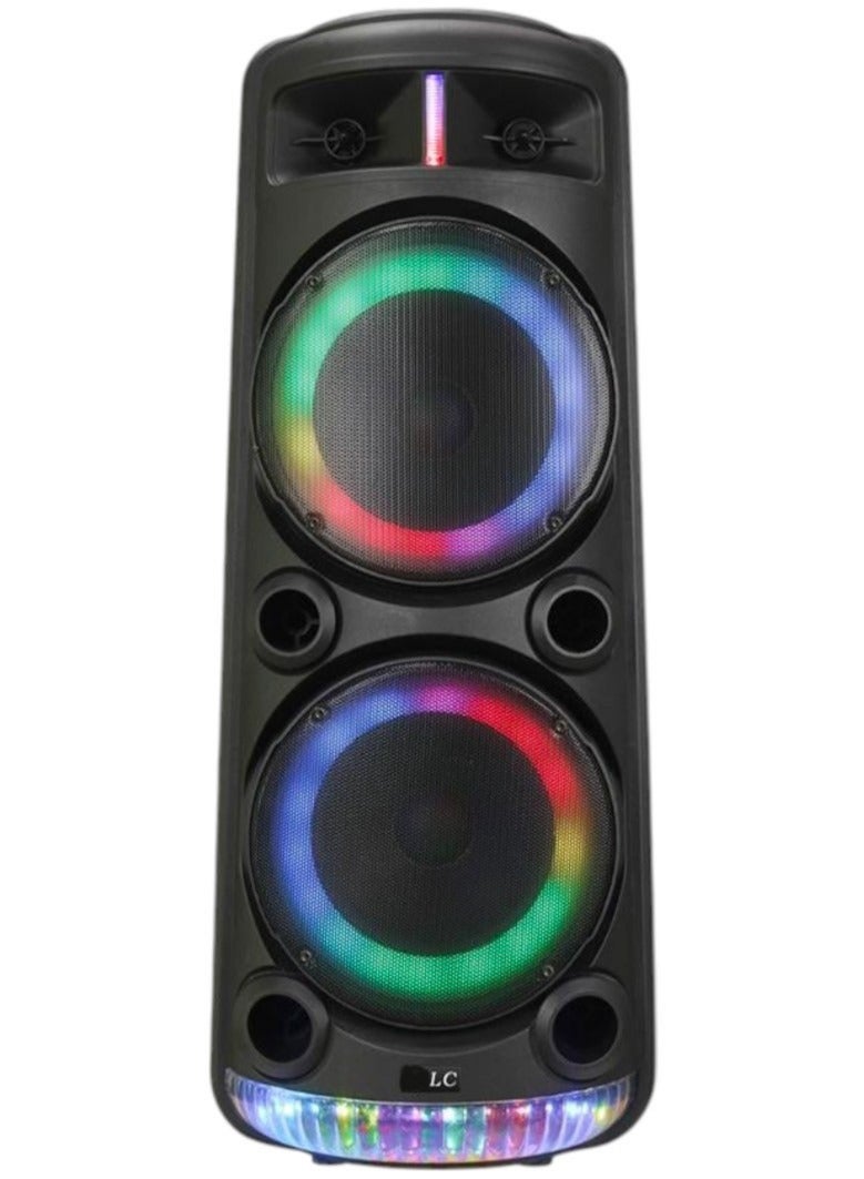 LC BT Portable Speaker High Power with Dual LED Woofers Microphone Remote USB TF AUX and Karaoke - Image 2
