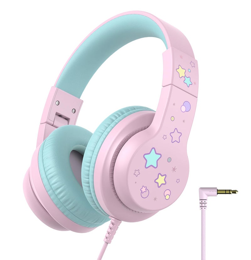 iClever Kids Headphones for School/Travel with Safe Volume 85dBA, HS19S Stereo Sound Over-Ear Girls Boys Headphones for Kids, Foldable 3.5mm Wired Headphone for iPad/Computer - Image 1