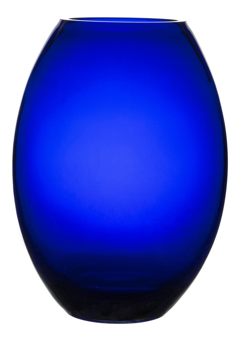 Barski Glass Handmade 12 H 12 inches High Barrel Vase Cobalt Blue Made in Europe