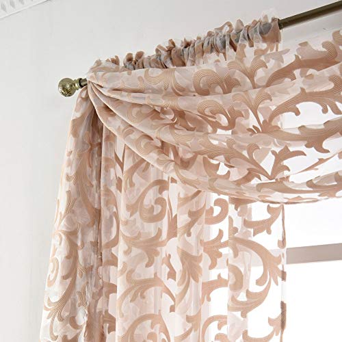 NAPEARL Jacquard Window Scarf Valance, European Style Decorative Sheer Curtain Scarf for Wedding Arch, Canopy Bed, Headboard, Gazebo, 1 Panel (Wide 54 in x Long 216 in, Beige) - Image 5