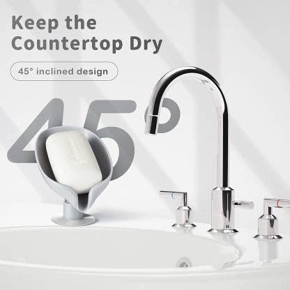 ECODEX ECODEX Unique Creative Lotus Leaf Shaped Standy Soap Holder Box Cup Home Bathroom Kitchen Silicone Plastic Self Draining Rod Punch Stand-PO2 - Image 3