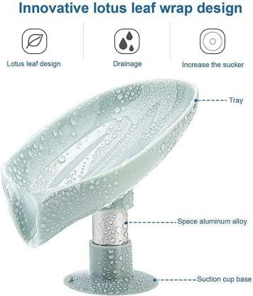 ECODEX ECODEX Unique Creative Lotus Leaf Shaped Standy Soap Holder Box Cup Home Bathroom Kitchen Silicone Plastic Self Draining Rod Punch Stand-PO2 - Image 2