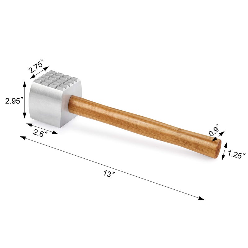New Star Foodservice 36398 Wood Handle Aluminum Meat Tenderizer/Mallet/Hammer, 13-Inch Overall - Image 3