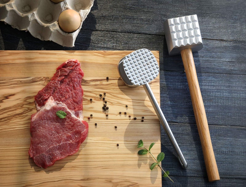 New Star Foodservice 36398 Wood Handle Aluminum Meat Tenderizer/Mallet/Hammer, 13-Inch Overall - Image 5