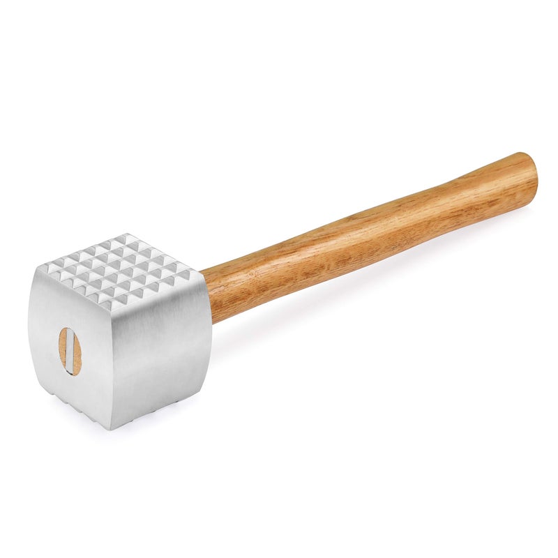 New Star Foodservice 36398 Wood Handle Aluminum Meat Tenderizer/Mallet/Hammer, 13-Inch Overall - Image 1
