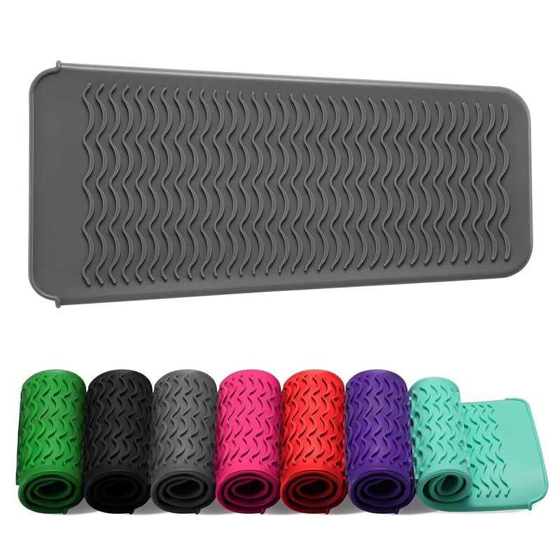ZAXOP Resistant Silicone Mat Pouch for Flat Iron Curling IronHot Hair Tools Grey