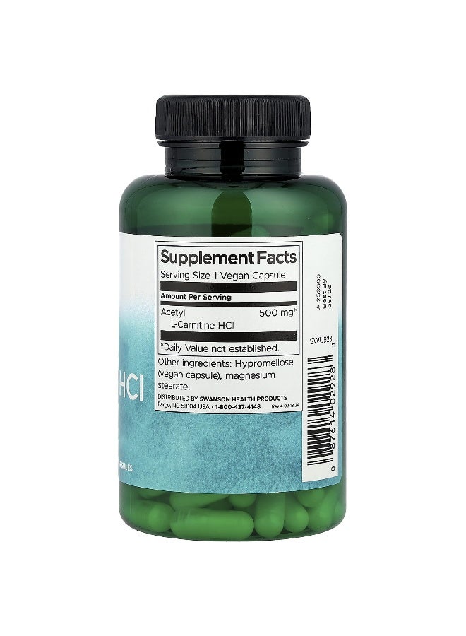 Swanson, Acetyl L-Carnitine HCl, 500 mg, 120 Vegan Capsules - Image 2