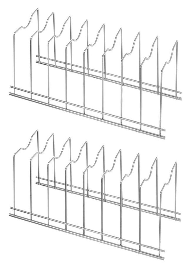 SANNO Pot Lid Holder Organizer, Rack Holder Rest Storage, for Pot Lids, Plates, Cutting Boards, Bakeware, Cooling Rack, Serving Trays, Total 8 Compartments, Stainless Steel - Image 1