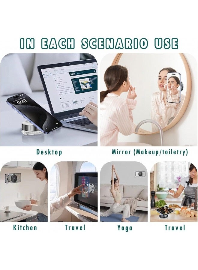 360°Rotatable Vacuum Magnetic Phone Holder，No Noise & No Charging， Magnetic Phone Holder for Car/Gym/Mirror/Bathroom/Smooth Surface, Suction Cup Phone Holder Compatible magsafe iPhone/Android - Image 5