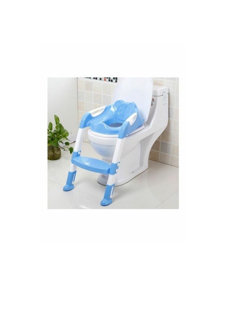 PROMASS Baby Potty Toilet Chair Training Seat With Adjustable Ladder Infant Anti Slip Folding Toilet Trainer Safety Seats Blue 40x20x40cm - Image 2