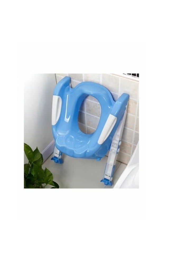 PROMASS Baby Potty Toilet Chair Training Seat With Adjustable Ladder Infant Anti Slip Folding Toilet Trainer Safety Seats Blue 40x20x40cm - Image 3