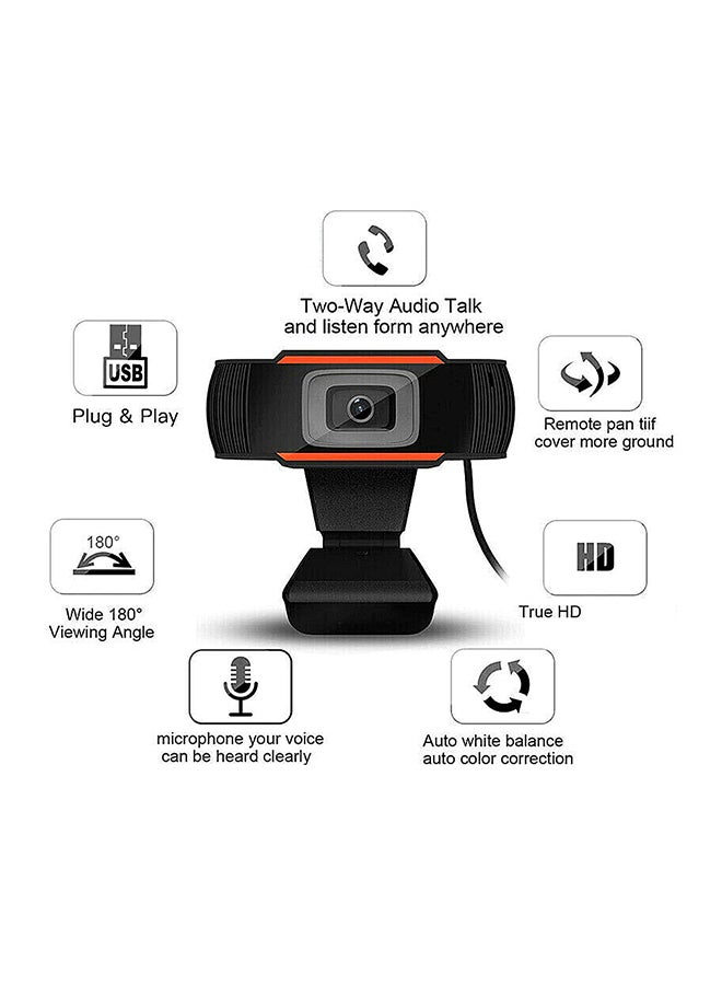 ملبوس كاميرا ويب عالية الوضوح ذات عدسة بزاوية واسعة ومزودة بميكروفون أسود - Image 3