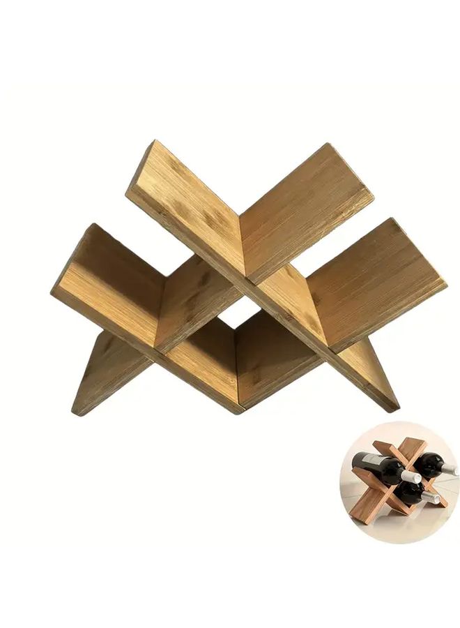Recycled Wood 3 Tier Bottle Rack Slatted Design Sturdy Space Saving Organizer 1pc - Image 2