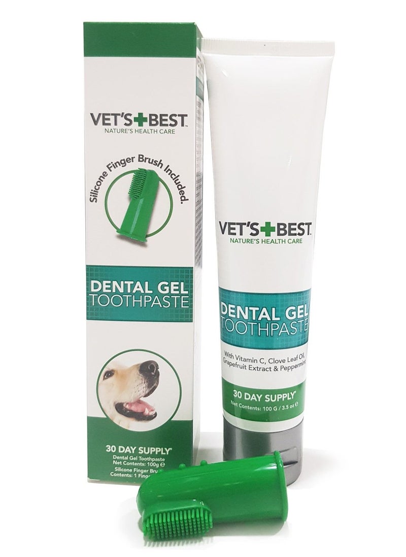Vet's Best Dental Gel with Silicone Finger Brush Dog Tooth Paste 100g  - Image 1