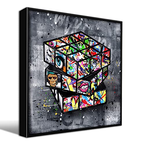 SIXTTART Banksy WallArt for Office Framed Wall Art for Living Room Large Abstract Wall Decor Ready to Hang Size 30x 30 - Image 1