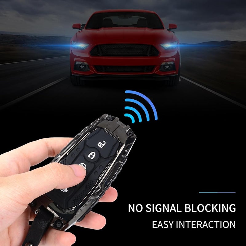 كاست ويف غطاء حافظة مفتاح معدني متوافق مع فورد، سلسلة مفاتيح من سبائك الزنك متوافقة مع برونكو 2021-2024 وفيوجن إيدج 2017-2024 ومستنغ إكسبلورر إكسبيديشن F150 F250 F350 2018-2024 - Image 4