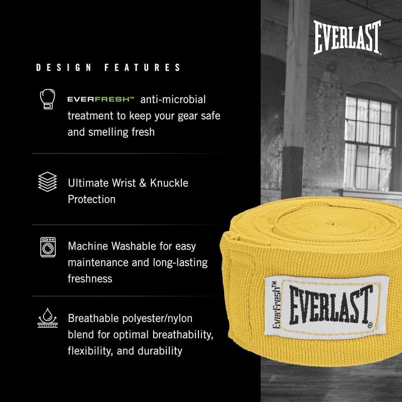 Everlast 180-Inch Cotton Blend Hand Wraps for Boxing - Gold - Image 3