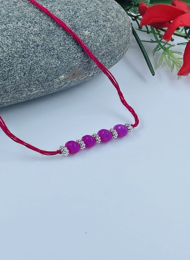 RDK SON'S Beautiful Designer Stone Rakhi for Brother/Bhai/Bro| Rakhi for Raksha Bandhan | Kalwa for Bhai (Pink) - Image 2