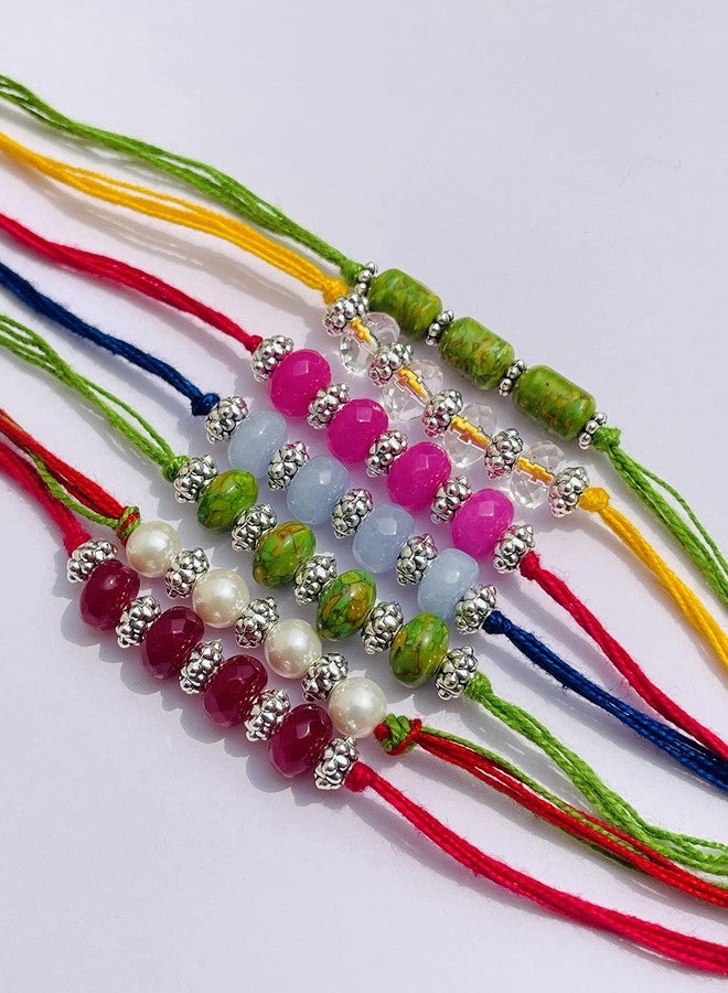 RDK SON'S Beautiful Designer Stone Rakhi for Brother/Bhai/Bro| Rakhi for Raksha Bandhan | Kalwa for Bhai (Pink) - Image 4