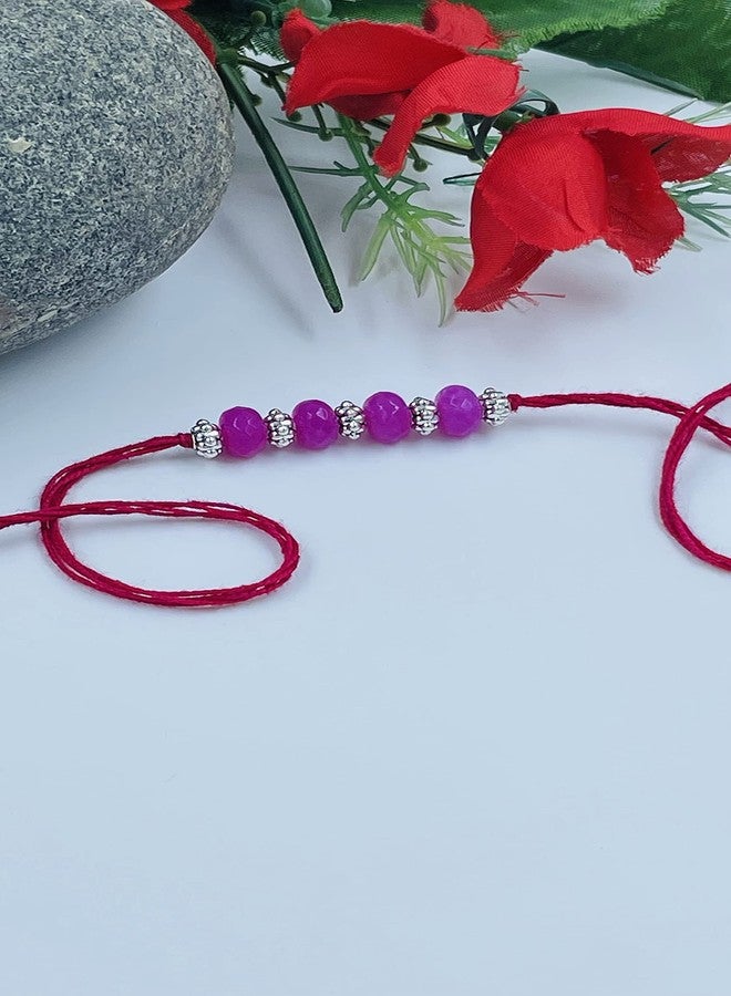 RDK SON'S Beautiful Designer Stone Rakhi for Brother/Bhai/Bro| Rakhi for Raksha Bandhan | Kalwa for Bhai (Pink) - Image 3