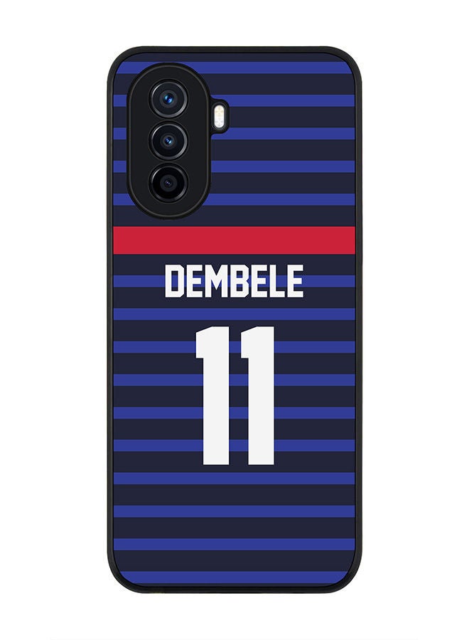 Stylizedd Rugged Black edge case for Huawei Nova Y70  Slim fit Soft Case Flexible Rubber Edges Anti Drop TPU Gel Thin Cover - Football Team - France Player Name - Dembele - Image 1