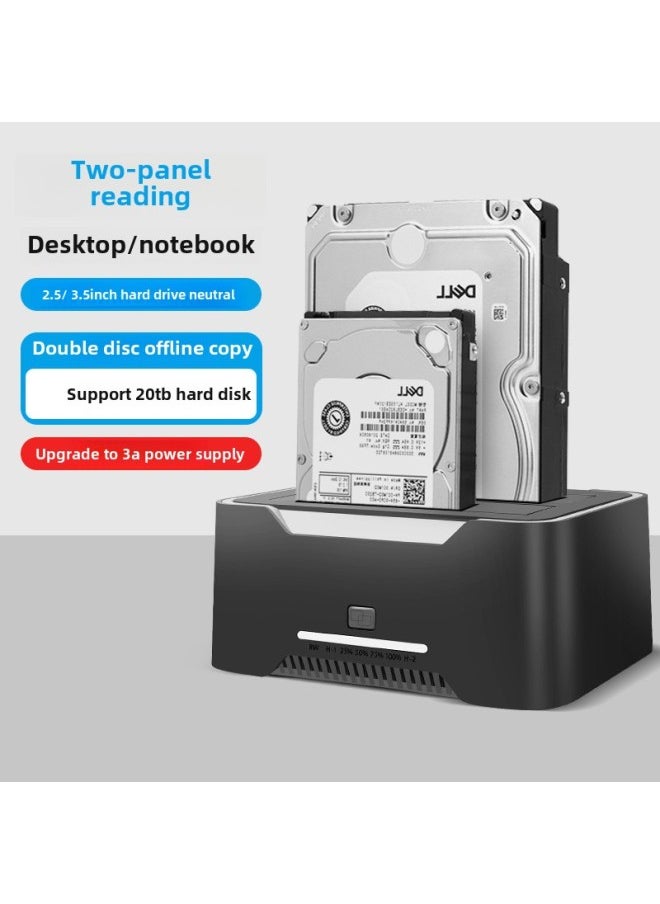 Generic 2.5/3.5 Inch Dual-disk SATA Hard Disk Base USB3.0 Laptop Desktop Computer Hard Disk Base RGB Light-Color:Dual Disk Bit Hard Drive Base  - Image 2