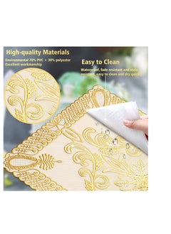 SYOSI SYOSI Placemats Kitchen Table Mat for Dining Table Non-Slip Washable Heat Resistant Plate Mat Rectangle Gold Bloom Kitchen Table Mats Placemats for Kitchen Wedding Restaurant TableSet of 6  - Image 5