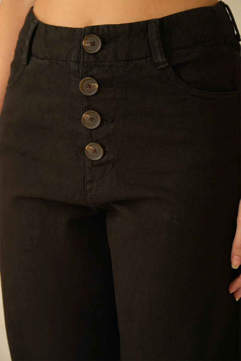 Virgio  Solid Cotton Denim High Waist Black Ankle Jean for Women for Women | Best Price UAE