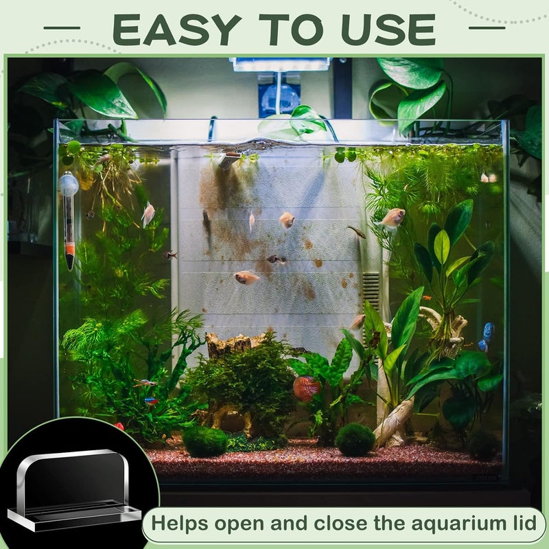Qunclay 4 Pcs Aquarium Lid Handles Acrylic Fish Tank Cover Handles Adhesive Tank Lid Replacement Handle for Aquarium Fish Tank Lid 236 x 138 Inch Transparent - Image 4