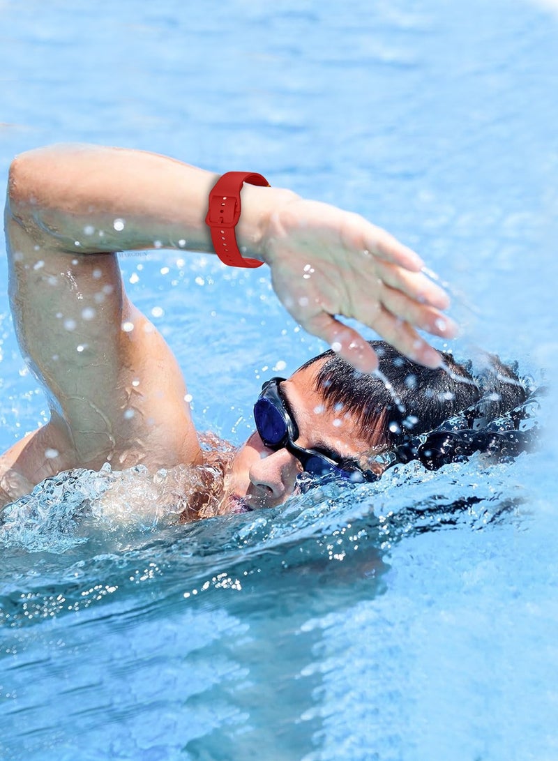 Sport Band for Galaxy Watch 8 40mm 44mm and Watch 8 Classic 46mm, Silicone Replacement Strap, M/L Size - Red - Image 5