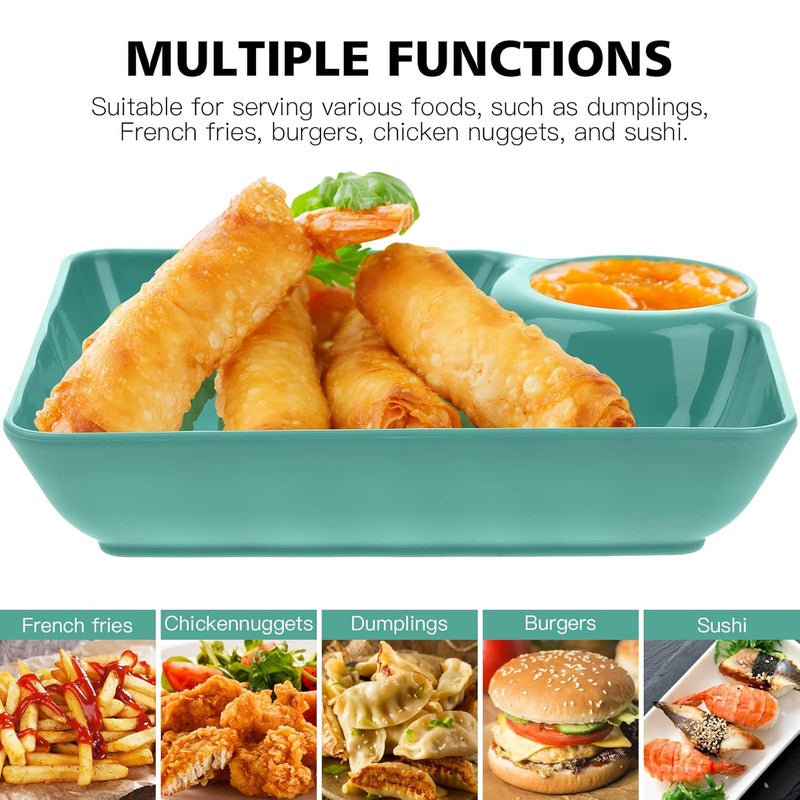 DANSR DANSR Premium Dip Serving Platter Modern Design Dumpling Plate Japanese Sushi Plate Plastic Square Plates with Sauce Holder Ideal for a Variety of Snacks and dips Chips and SalsaMulti 8  - Image 5