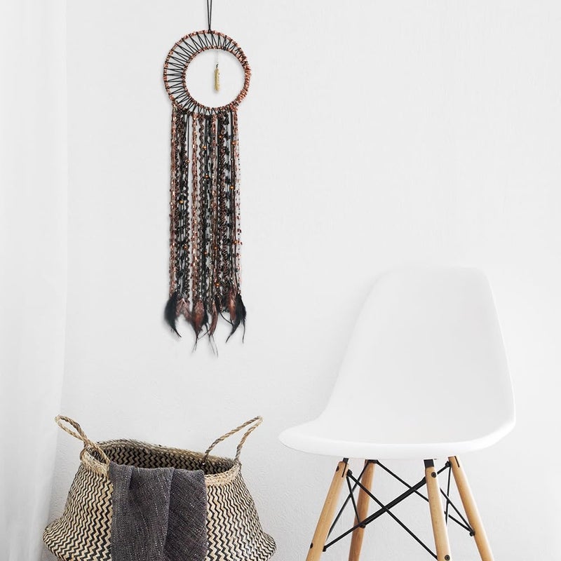 LOMOHOO Dream Catcher Gold Feather Pendant Handmade Traditional Dream Catchers Wall Hanging for Kids Bedroom Dorm Room Home Boho Decoration Bohemian Ornament Craft - Image 4