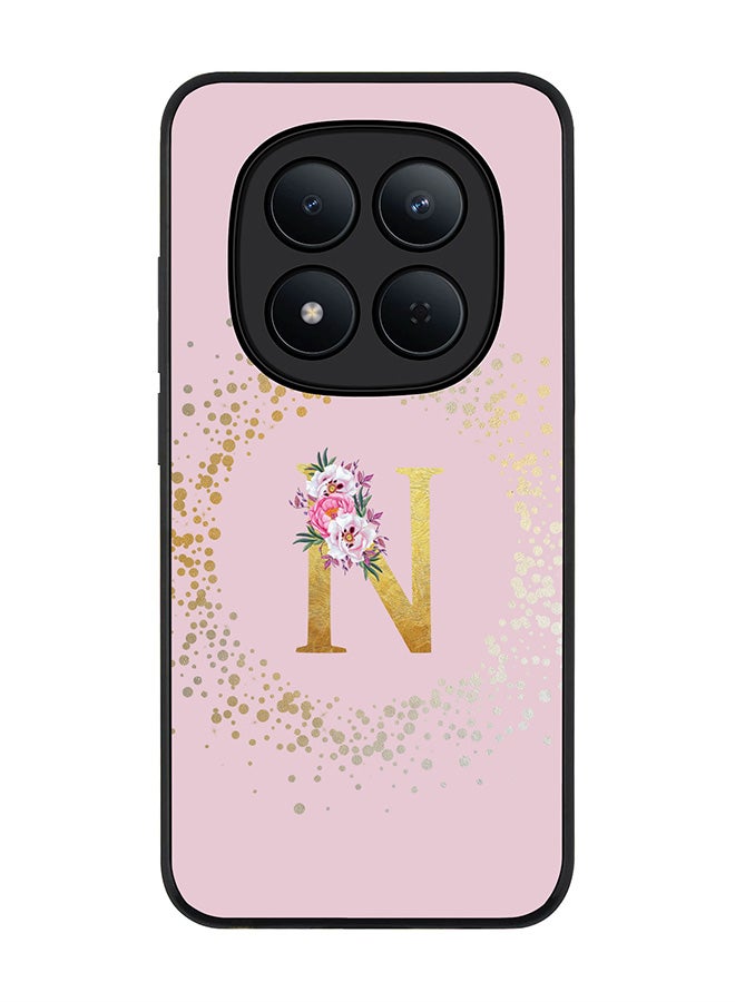 For Xiaomi Redmi Note 15 Pro 5G Case,Slim fit Camera Protection, Shockproof Thin Phone cover  - Custom Monogram Floral - N  (Pink )