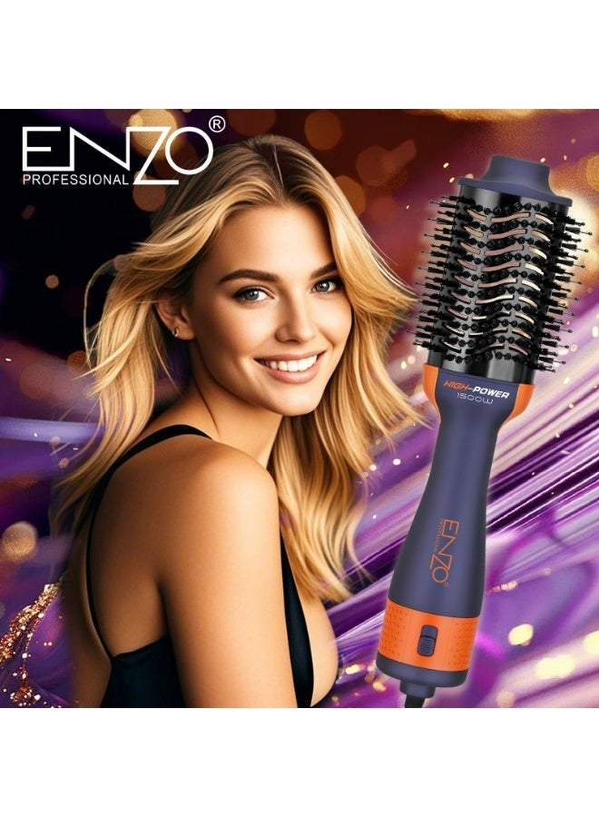 ENZO Professional ENZO EN-4134 3-in-1 Electric Hair Styling Comb – Italian Brand | Negative Ion Technology | Fast Drying, Curling, Straightening & Volumizing - Intl Version - Purple - Image 1