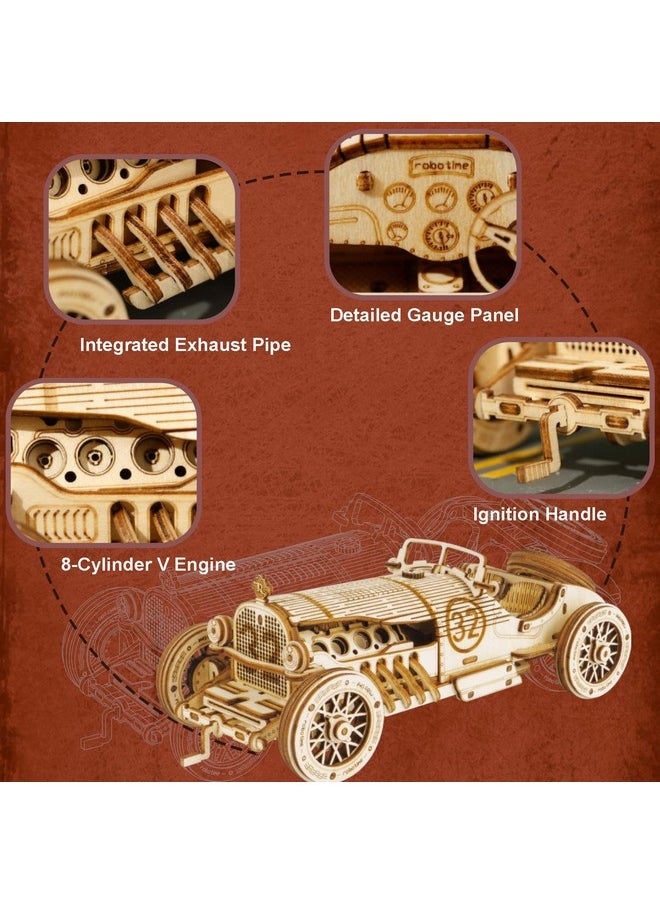 Robotime ROBOTIME Model Car Kits - Wooden 3D Puzzles - Model Cars to Build for Adults 1:16 Scale Model Grand Prix Car  - Image 5