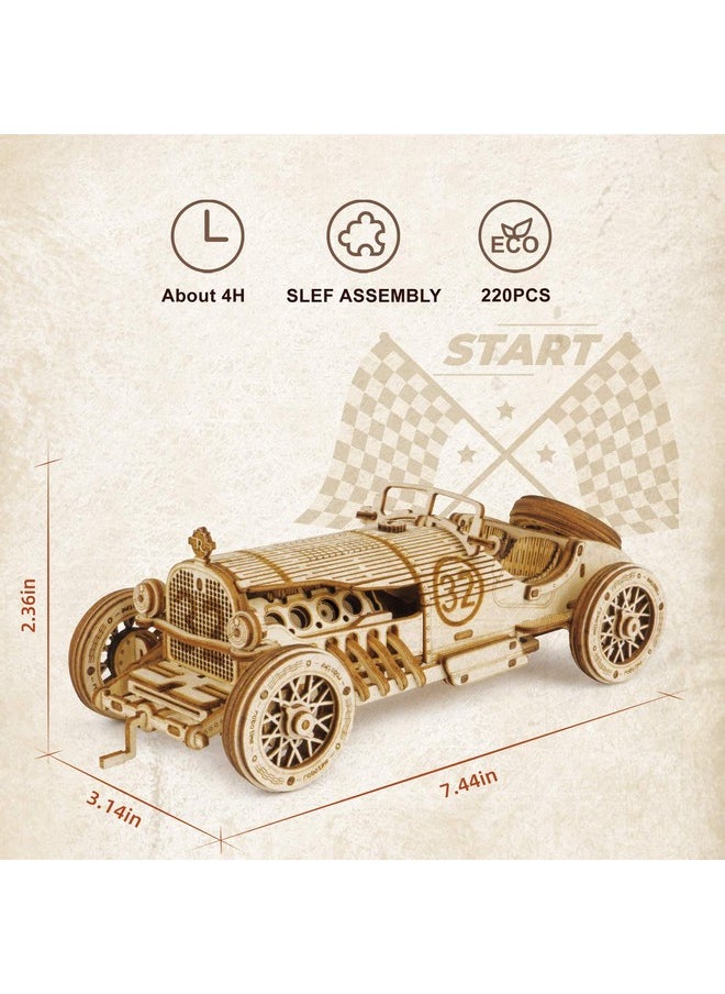 Robotime ROBOTIME Model Car Kits - Wooden 3D Puzzles - Model Cars to Build for Adults 1:16 Scale Model Grand Prix Car  - Image 3