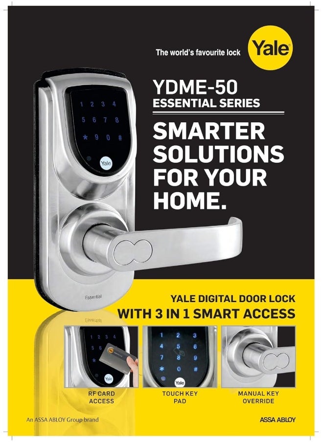 Yale YDME50 Digital Lock with Key, PIN, Card Access