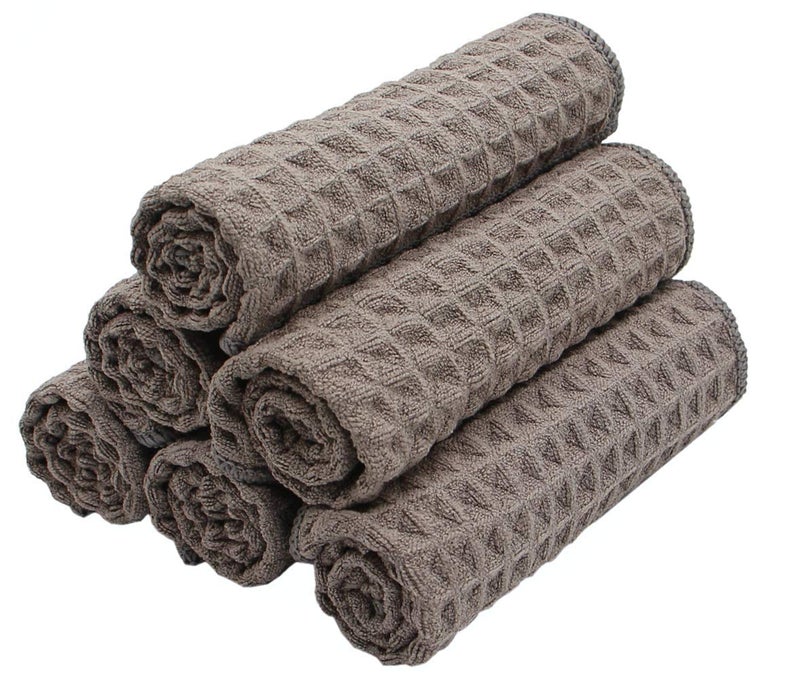 VeraSong Microfiber Kitchen Cleaning Cloth Thick Dish Rags Waffle Weave Washcloths Dish Cloths Ultra Absorbent Odor Free 12inch X 12inch 6 Pack Gray - Image 3