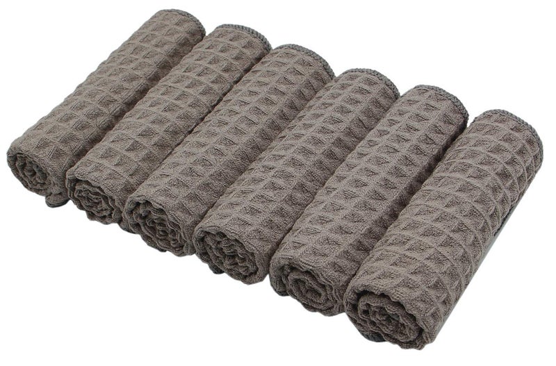 VeraSong Microfiber Kitchen Cleaning Cloth Thick Dish Rags Waffle Weave Washcloths Dish Cloths Ultra Absorbent Odor Free 12inch X 12inch 6 Pack Gray - Image 4