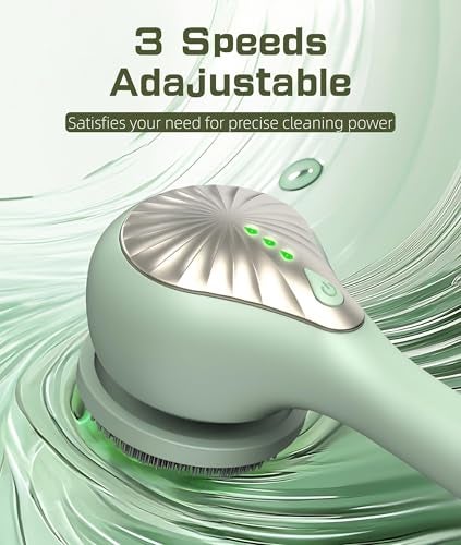 Yoidesu Electric Body Brush Back Scrubber for Shower, IPX6 Water Proof Bath Brush with Long Handle, 6 Heads 3 Speeds Rechargeable Electric Spin Scrubber for Cleanse, Massage, Exfoliate - Image 5