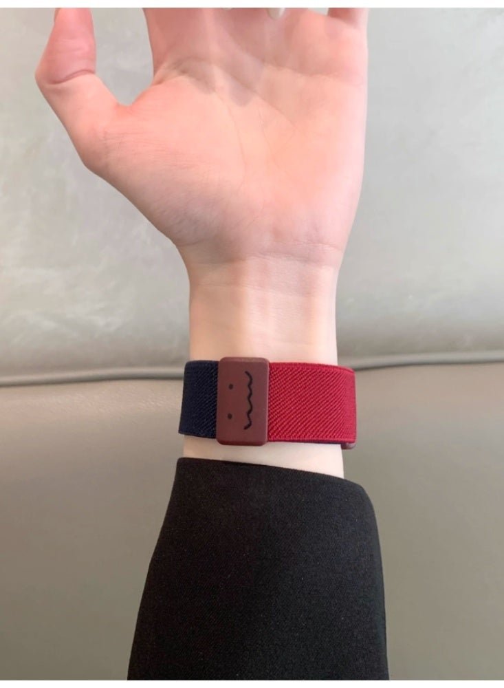 Suitable for Apple Watch S10 [42mm] Strap Wine Red with Deep Blue - Graffiti Flat Magnetic - Image 3