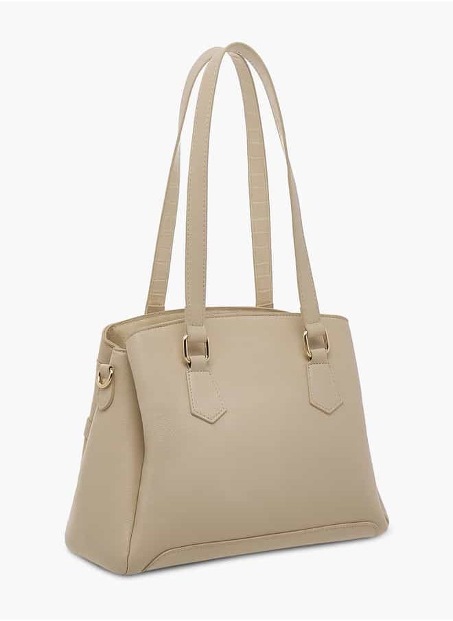 Flora Bella By Shoexpress Women Solid Tote Bag with Zip Closure and Detachable Strap  - Image 3