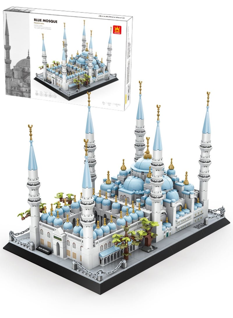 wange Istanbul Blue Mosque Building Blocks Set – 1129 Pieces Architecture Model Kit for Adults & Kids, 3D Cultural Landmark Construction Toy, Educational Display Set