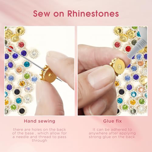 Jyukan 50Pcs Rhinestone Buttons Embellishments Sew On Crystal Rhinestones Flatback Beads Buttons with Diamond,Black - Image 3