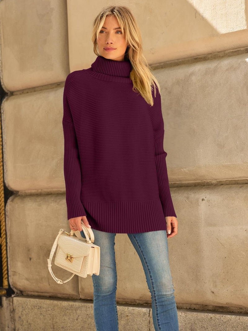 LILLUSORY Womens Turtleneck Oversized Tunic Early Fall Fashion Must Have Sweaters 2025 Casual Long Pullover Plus Size Winter Cute Poncho Cozy Work Old Money Clothes Outfits Clothing Tops Leggings - Image 2