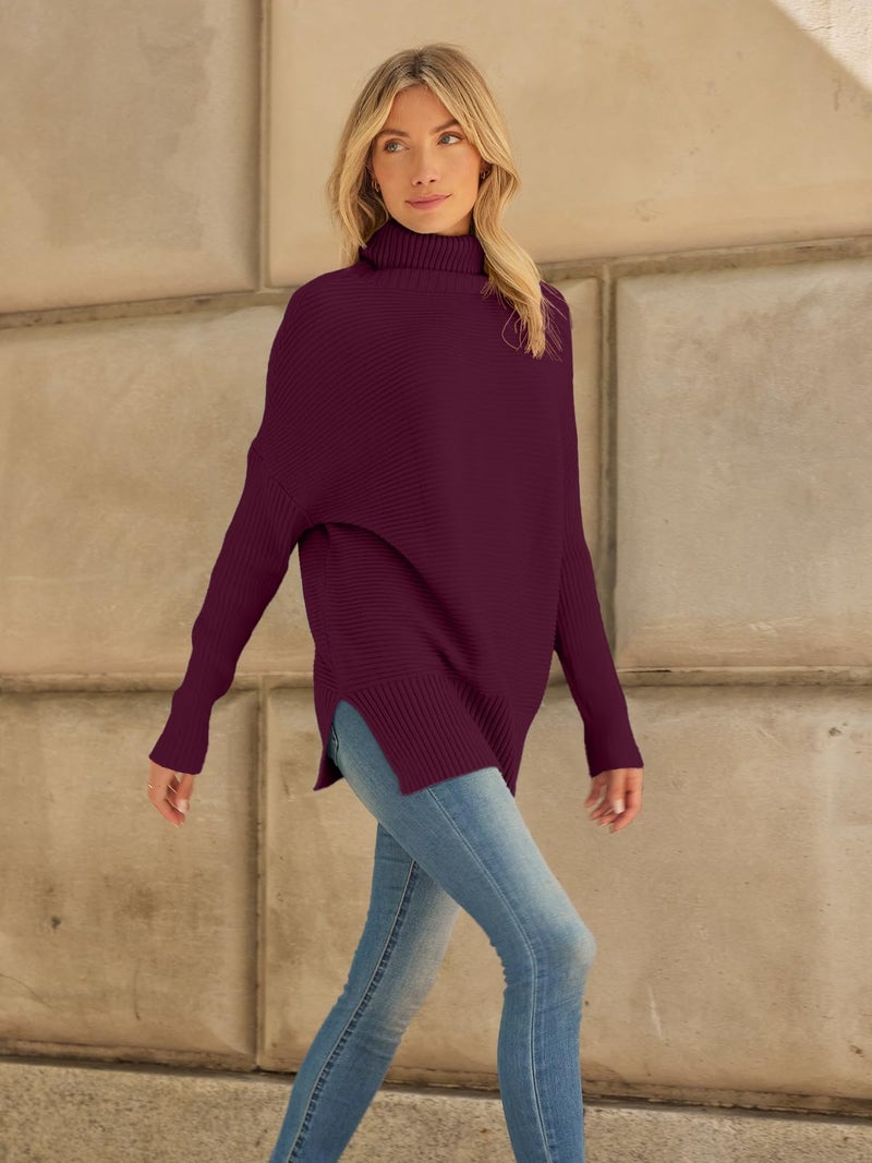 LILLUSORY Womens Turtleneck Oversized Tunic Early Fall Fashion Must Have Sweaters 2025 Casual Long Pullover Plus Size Winter Cute Poncho Cozy Work Old Money Clothes Outfits Clothing Tops Leggings - Image 3