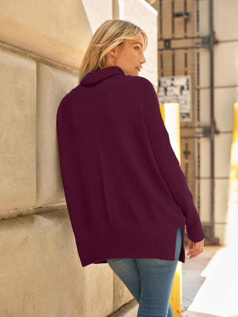 LILLUSORY Womens Turtleneck Oversized Tunic Early Fall Fashion Must Have Sweaters 2025 Casual Long Pullover Plus Size Winter Cute Poncho Cozy Work Old Money Clothes Outfits Clothing Tops Leggings - Image 5